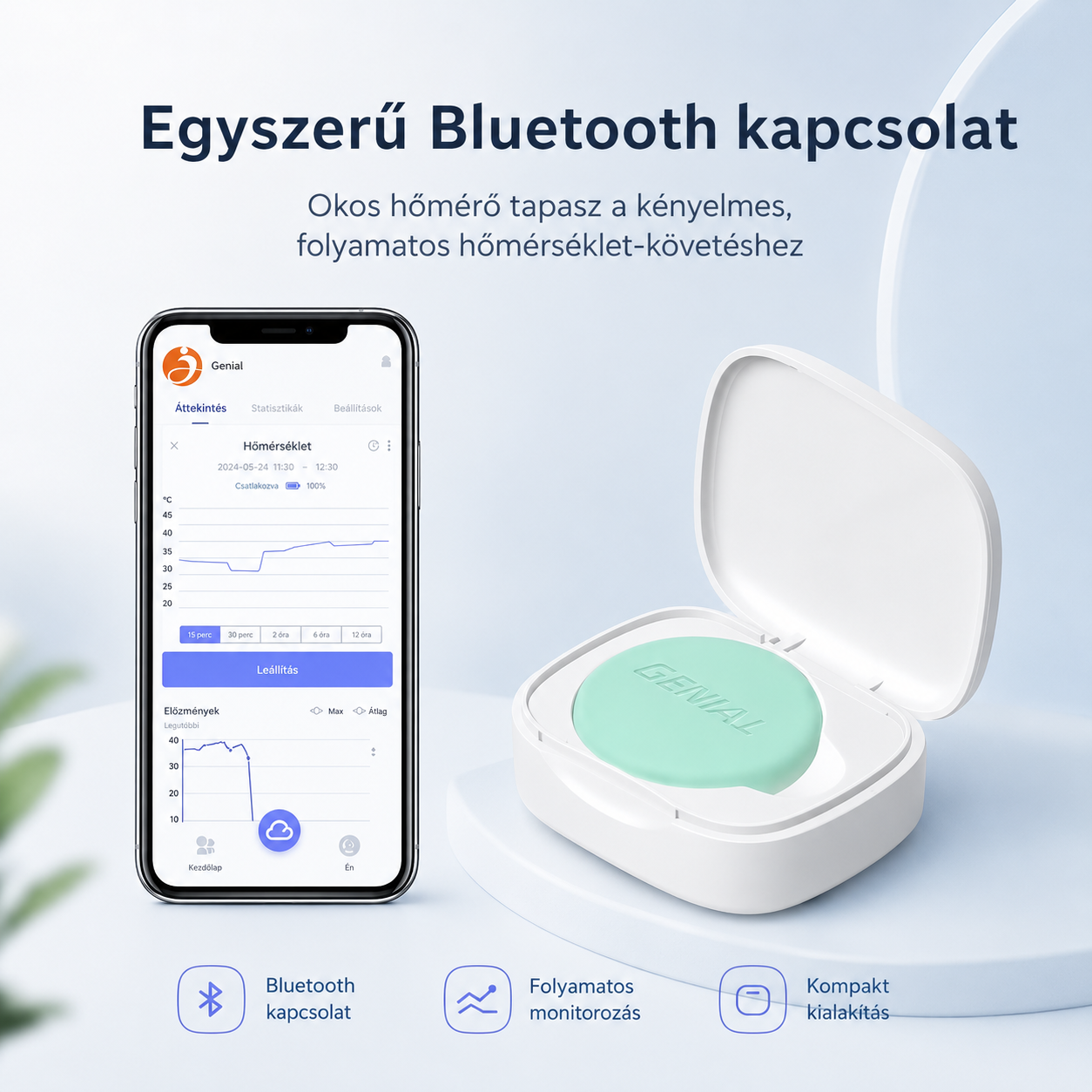 T31 okos hőmérő tapasz – vezeték nélküli testhőmérséklet-monitorozás