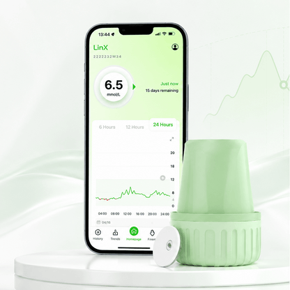 [locale:all] LinX CGM szenzor és mobilalkalmazás (angol nyelvű UI a képérnyőn)